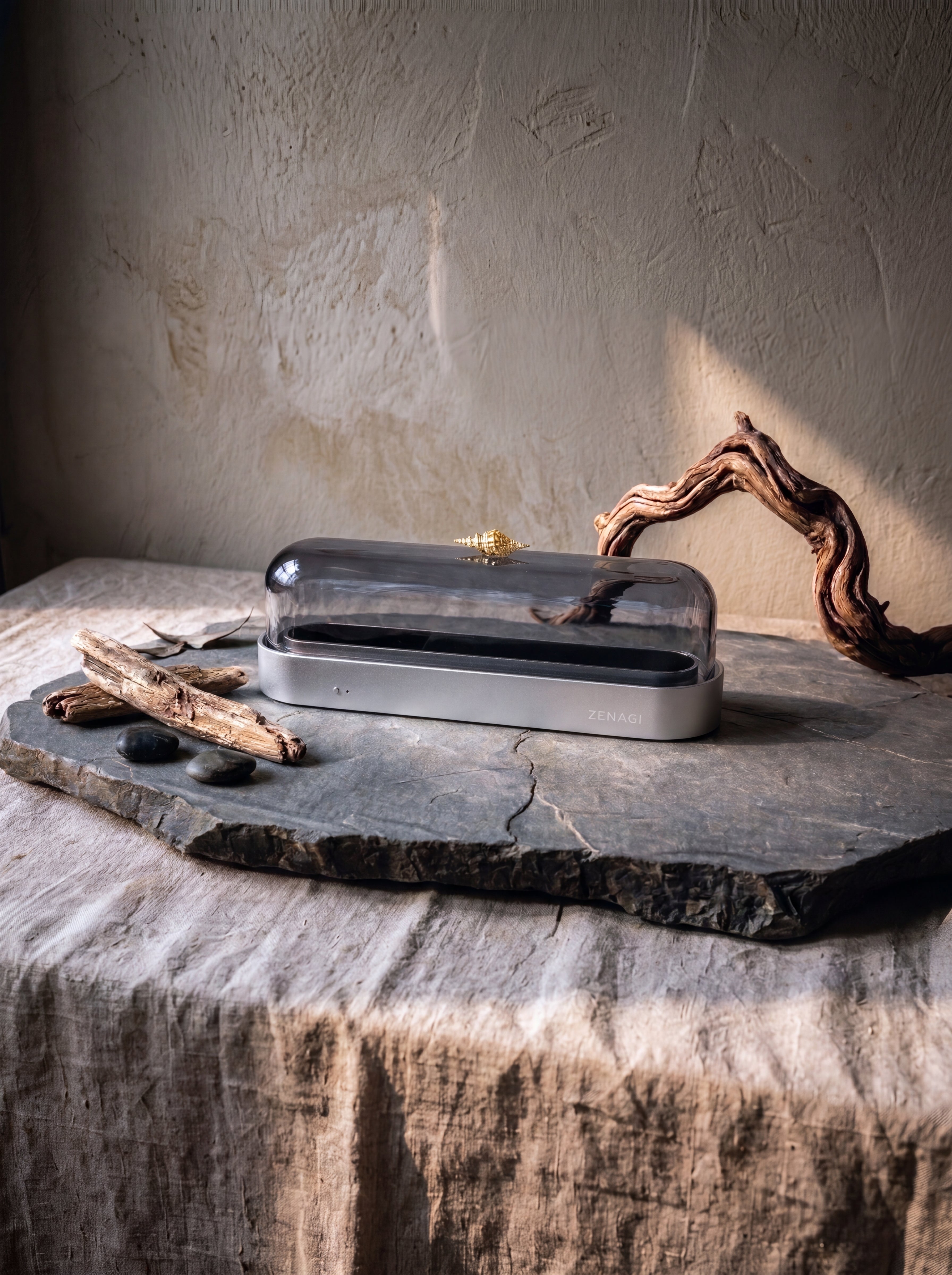 曜石灰 [玻璃罩] －臥香靜香器 Pro / Obsidian Grey [Glass Cover] – Horizontal Incense Burner Pro
