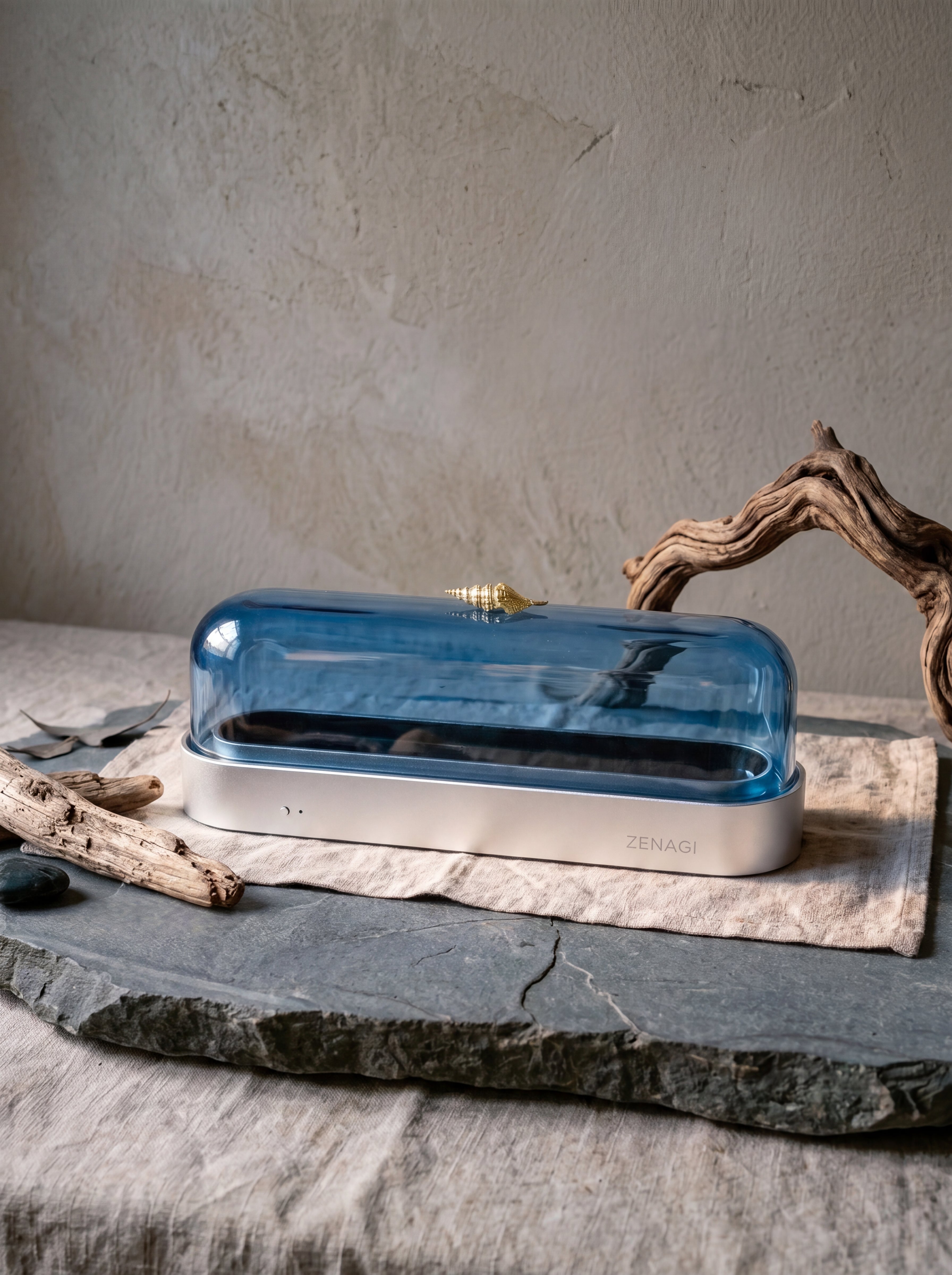 海洋藍 [玻璃罩] －臥香靜香器 Pro / Ocean Blue [Glass Cover] – Horizontal Incense Burner Pro