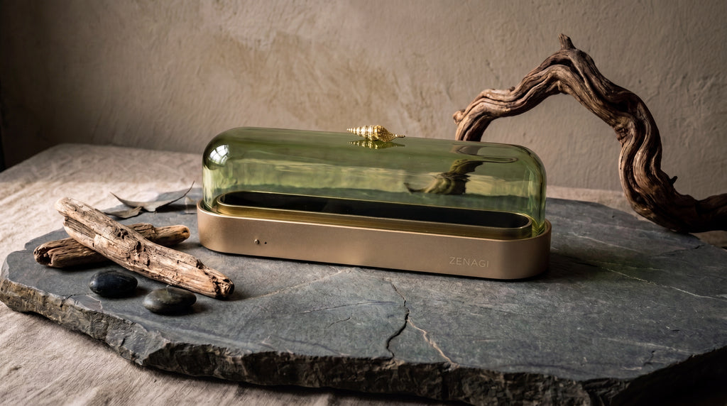 蒼翠綠 [玻璃罩] －臥香靜香器 Pro / Verdant Green [Glass Cover] – Horizontal Incense Burner Pro