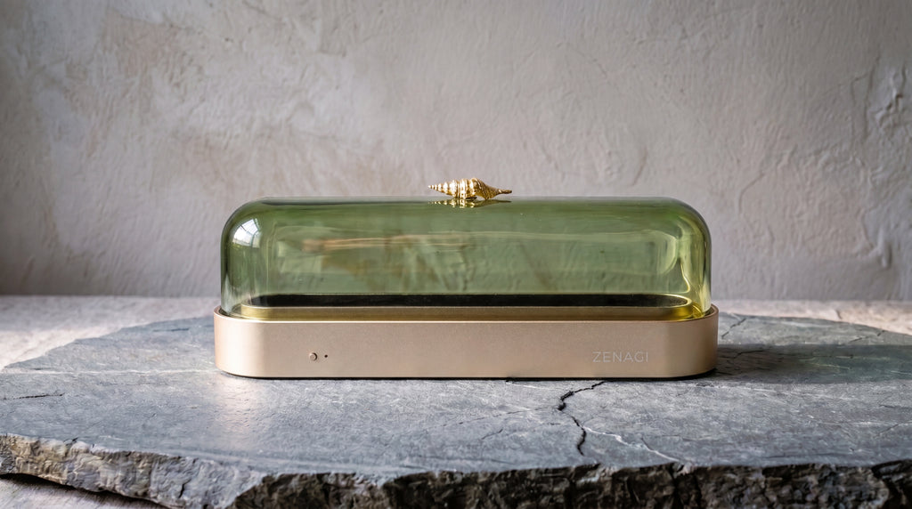 蒼翠綠 [玻璃罩] －臥香靜香器 Pro / Verdant Green [Glass Cover] – Horizontal Incense Burner Pro